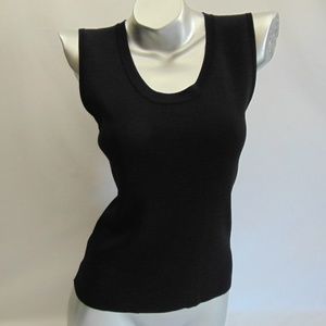 Black Sleeveless Ribbed Knit Sweater